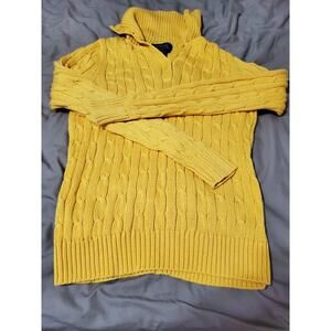 Jones New York Signature Women’s Yellow Cable Knit Sweater Size P/S 100% Cotton